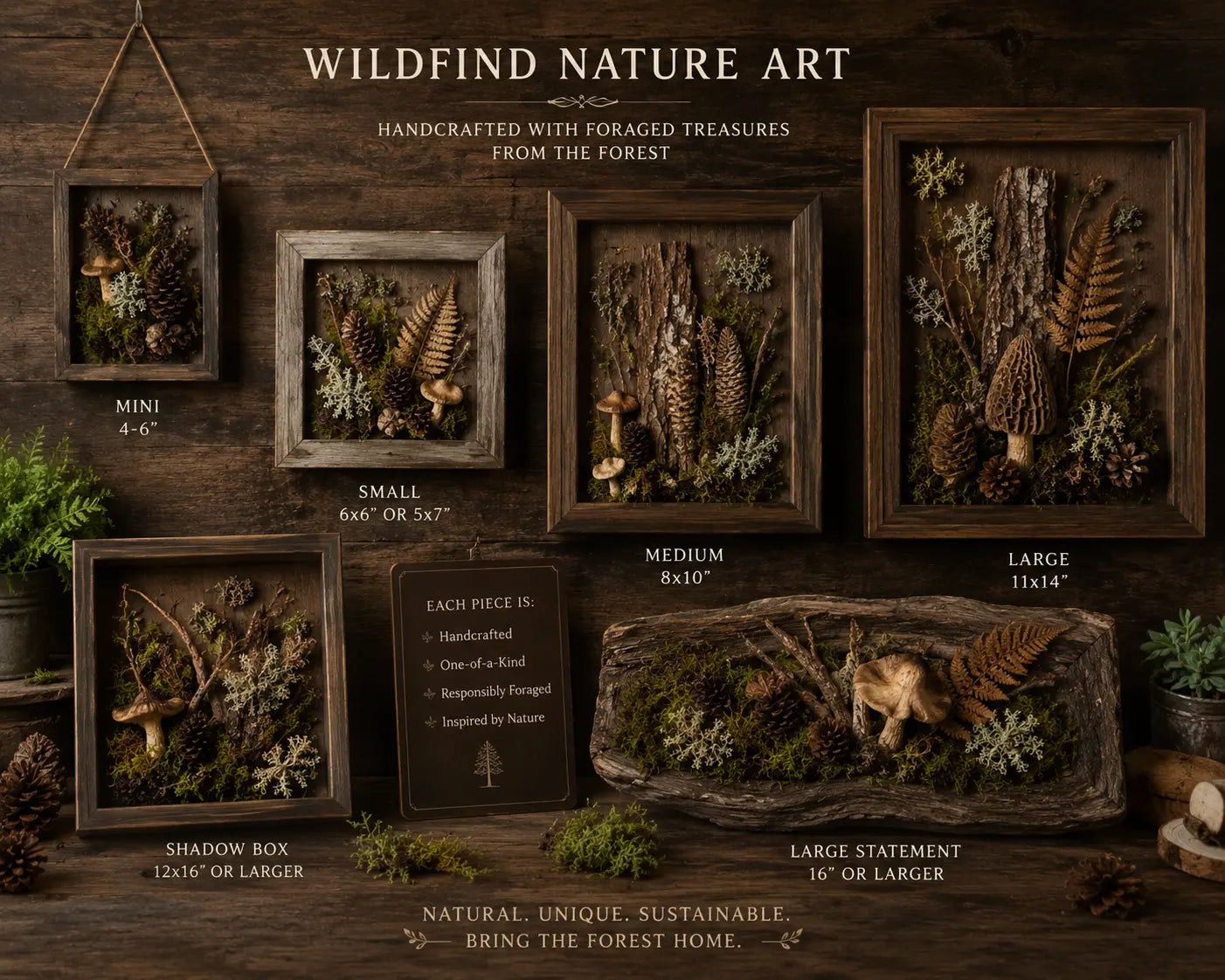 Woodland-Foraged-Nature-Art Wild Find. Mushrooms and More
