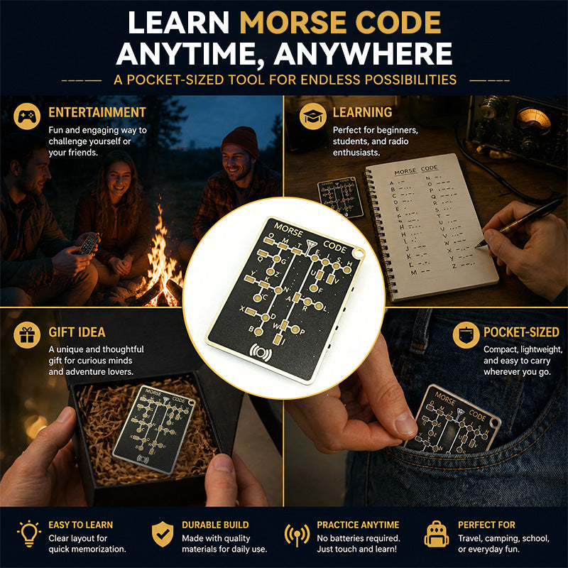 DIY Morse Code Learning Card - PCB Board with LED, Interactive Telegraph Key Practice Tool for Beginners eprolo