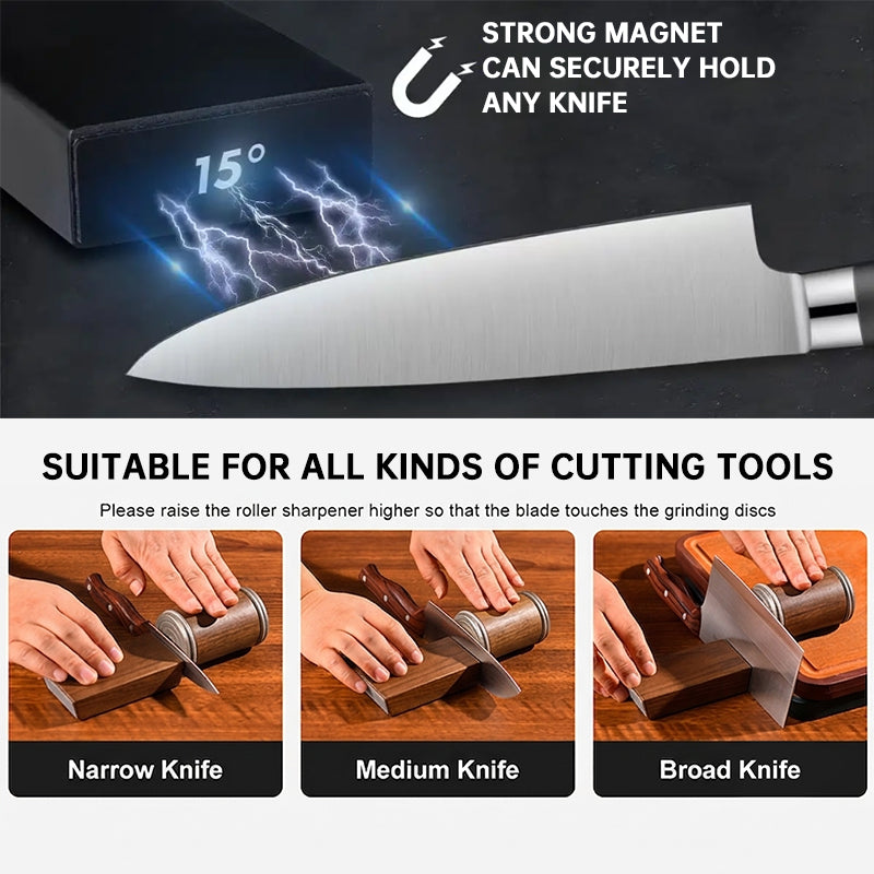 15° & 20° Roll Knife Sharpener Kit, Magnetic Rolling Sharpening Tool with Grinding Stones, Kitchen Chef Accessories eprolo