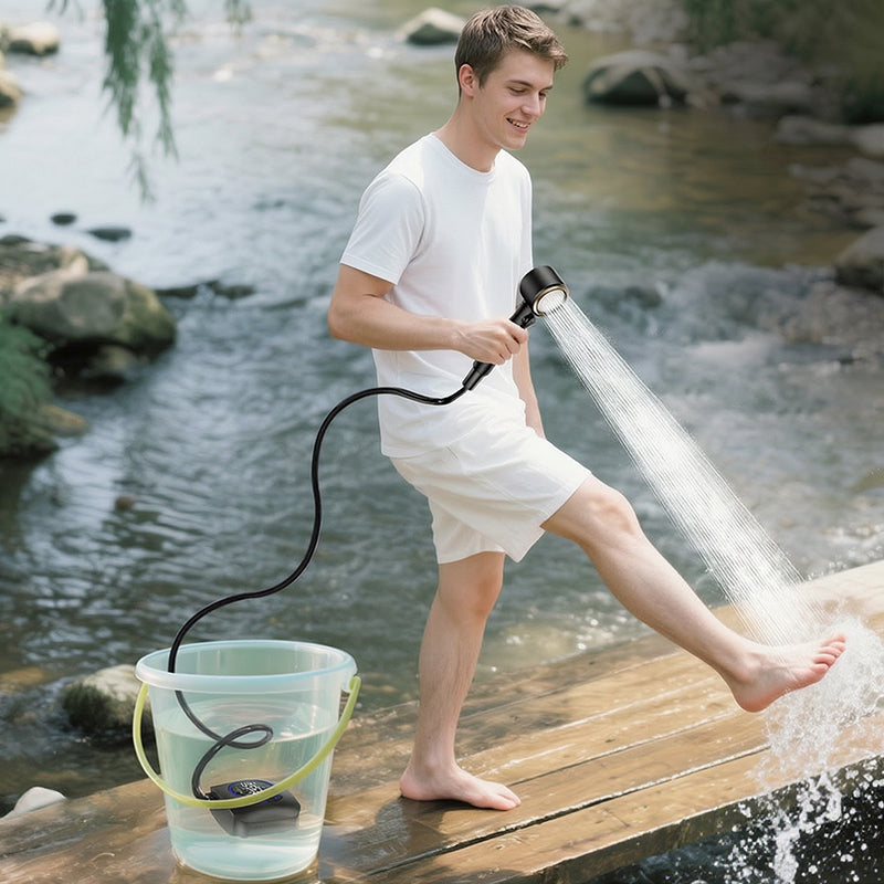 8000mAh Portable Camping Shower, IPX8 Waterproof Rechargeable Outdoor Shower Pump with Hose eprolo