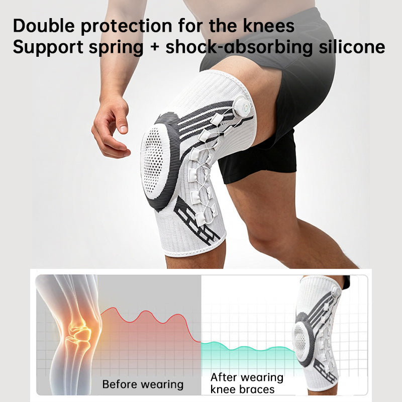Adjustable Knob Knee Brace with Spring Support, Slim Shin Defender Basketball Knee Pads, Non-Slip Compression Sports Protector eprolo