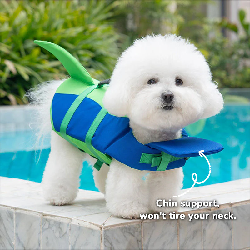 Dog Life Jacket Adjustable Pet Swim Vest – Flotation Safety Rescue Vest for Pool, Surf & Water, with Grab Handle (Tail Design) eprolo