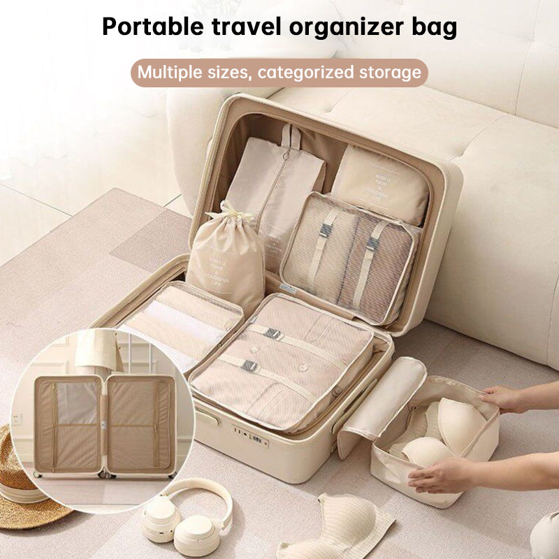 7Pcs Travel Packing Cubes, Luggage Organizer Set with Shoe Bag for Clothes Storage eprolo