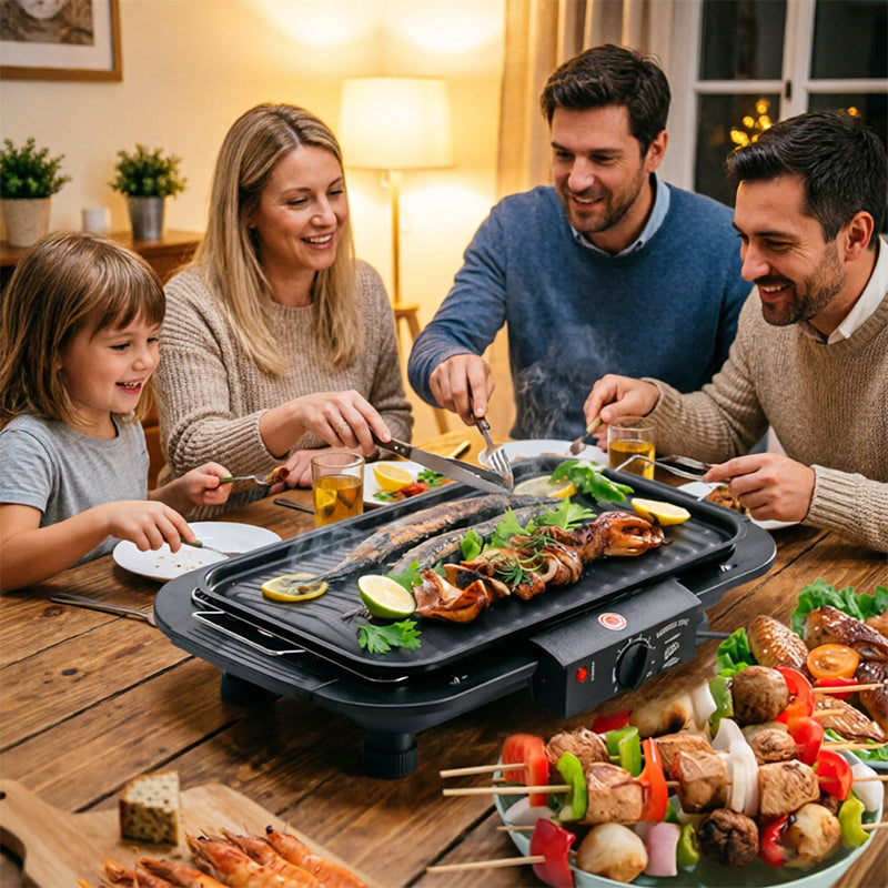 Portable Stainless Steel Electric Grill | 6 Heat Levels | Ideal for Indoor Cooking, Outdoor Camping & Home Parties eprolo