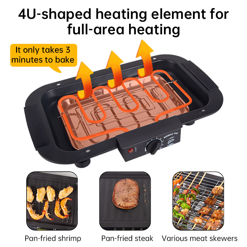 Portable Stainless Steel Electric Grill | 6 Heat Levels | Ideal for Indoor Cooking, Outdoor Camping & Home Parties eprolo