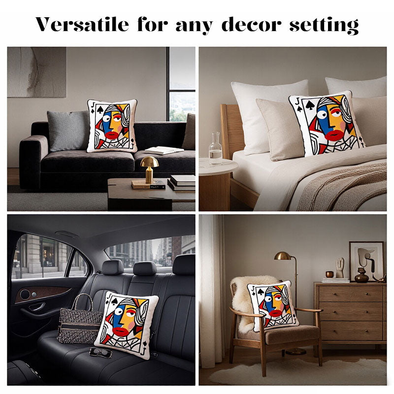 Cartoon Embroidered Square Pillow - Soft Quirky Big Eyes Game Cushion, Decorative Plush Throw Pillow for Home & Bedroom eprolo
