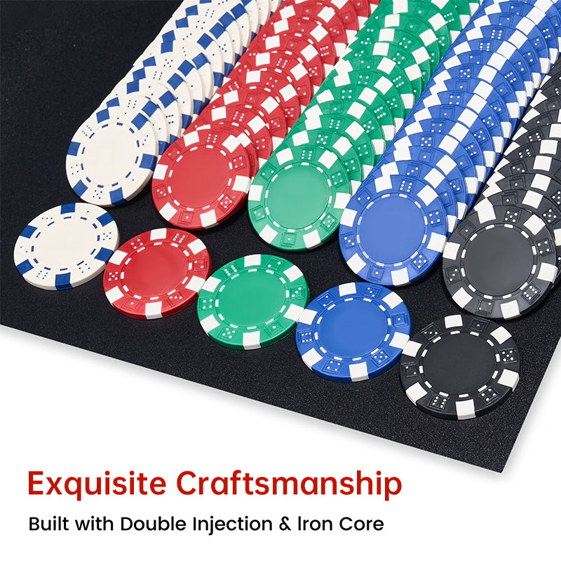 500 PCS Poker Chip Set in Locking Aluminum Briefcase - Texas Hold'em Gambling Kit with Dice, Dealer Button & Cards eprolo