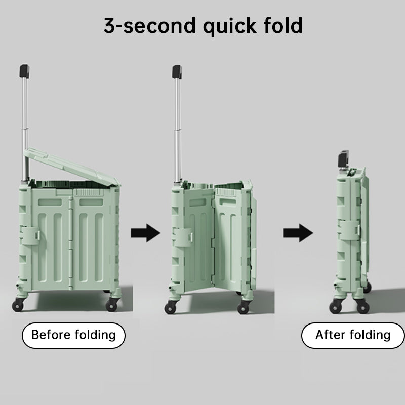 Folding Utility Cart with Lid – Rolling Storage Wagon for Shopping, Travel & Outdoor Activities eprolo