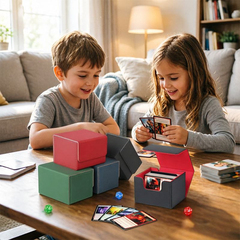 Magnetic Trading Card Storage Box - 100 Card Capacity (Sleeved), Waterproof & Stain Proof Collectors Case eprolo