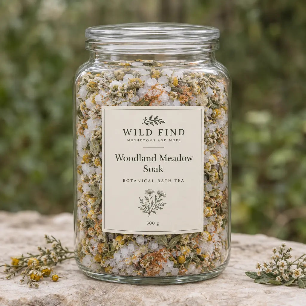 500 g Woodland Meadow Soak in a clear glass jar
