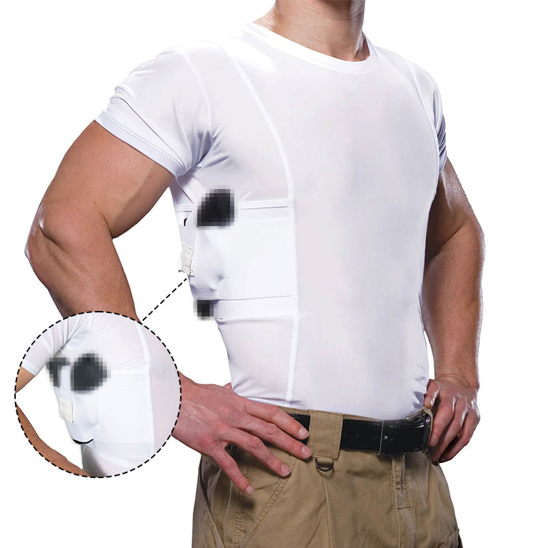 Men's Concealed Carry Holster Shirt - Short Sleeve Tactical Tee with Side Pistol Pockets, EDC Base Layer eprolo