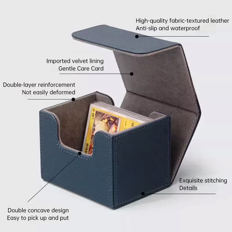 Magnetic Trading Card Storage Box - 100 Card Capacity (Sleeved), Waterproof & Stain Proof Collectors Case eprolo