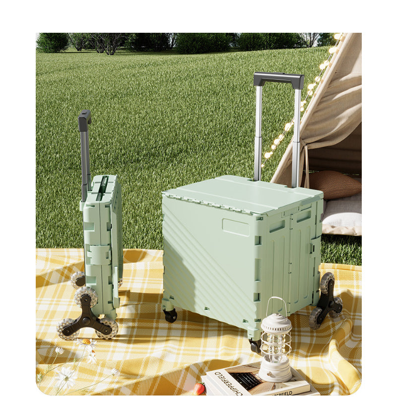 Folding Utility Cart with Lid – Rolling Storage Wagon for Shopping, Travel & Outdoor Activities eprolo