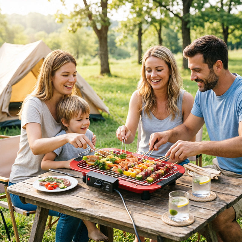 Portable Stainless Steel Electric Grill | 6 Heat Levels | Ideal for Indoor Cooking, Outdoor Camping & Home Parties eprolo
