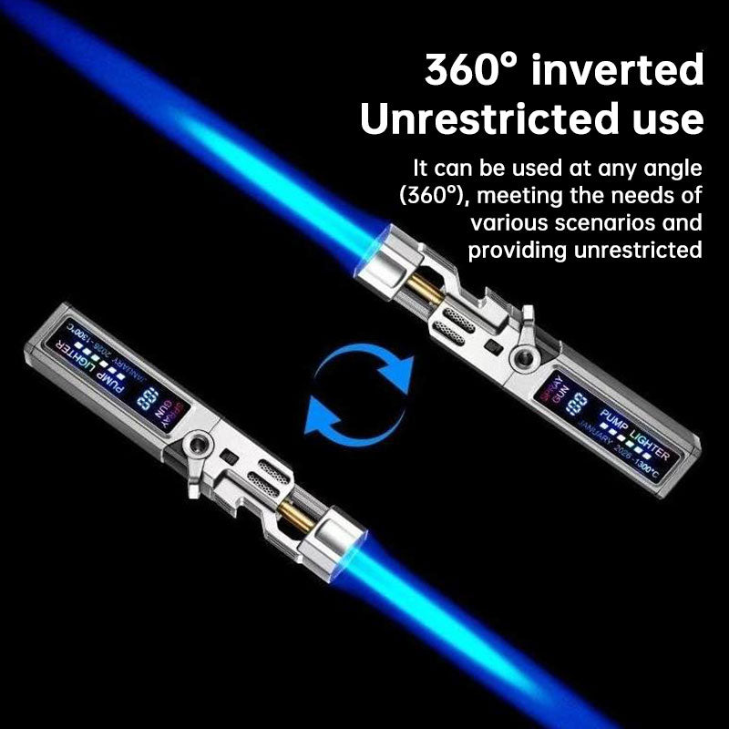 Windproof High‑Temperature High‑Power Outdoor Torch Lighter with LED Digital Display, Metal Body & Bottle Opener eprolo