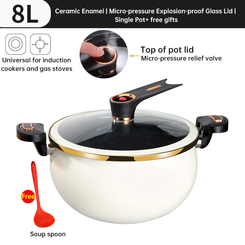 Modern 7L Micro-Pressure Soup Pot - 27cm Non-Stick Stewing Casserole, Includes Spoon, Safe for Induction & Gas Cooking eprolo