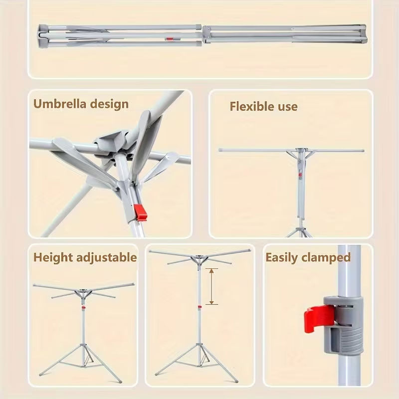 Foldable Octopus Style Standing Clothes Drying Rack – Portable Rotating Laundry Hanger for Balcony, Black eprolo