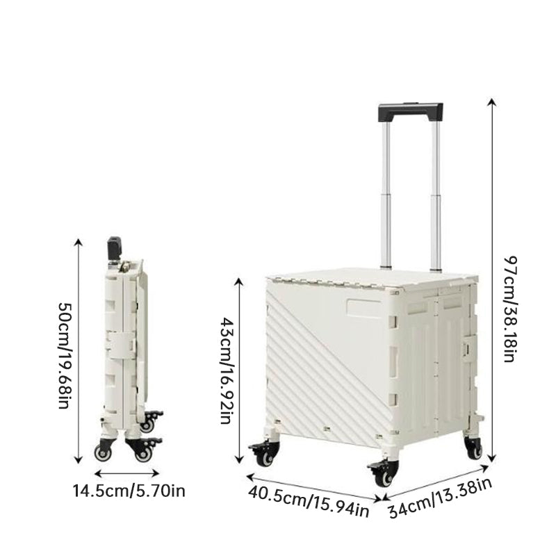 Folding Utility Cart with Lid – Rolling Storage Wagon for Shopping, Travel & Outdoor Activities eprolo