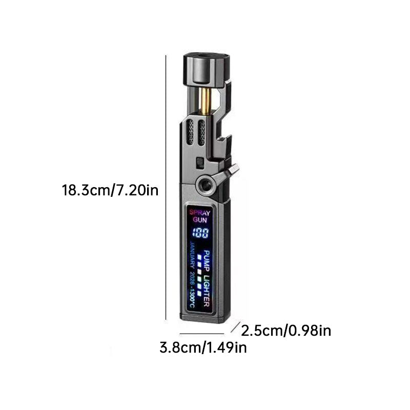 Windproof High‑Temperature High‑Power Outdoor Torch Lighter with LED Digital Display, Metal Body & Bottle Opener eprolo