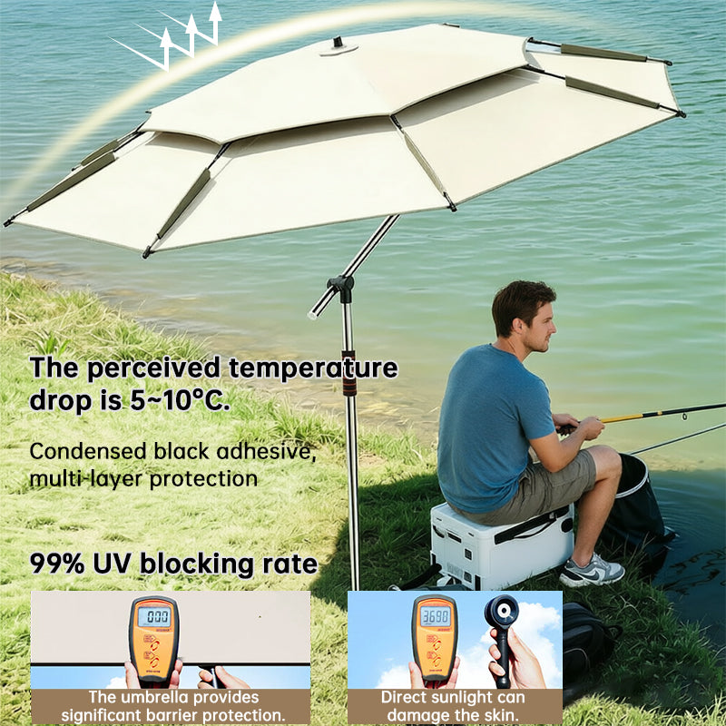 2.0-2.6m Octagonal Fishing Umbrella Portable Beach Sun Shade Camping Parasol UV Waterproof with Carry Bag eprolo