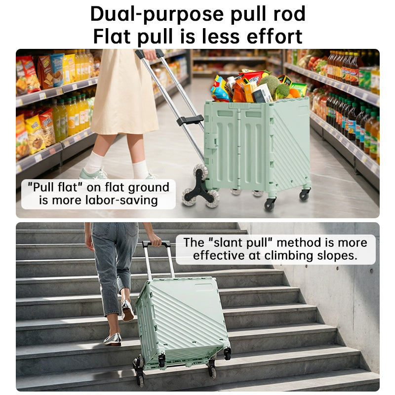 Folding Utility Cart with Lid – Rolling Storage Wagon for Shopping, Travel & Outdoor Activities eprolo