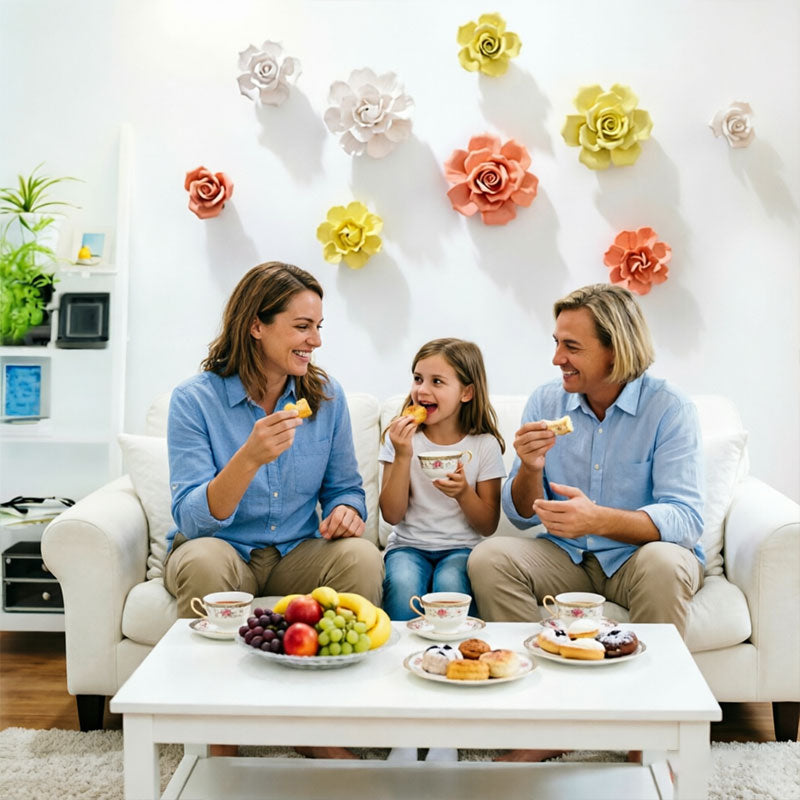 Ceramic 3D Wall Flowers - Hand-Painted Peony, Rose & Camellia Wall Decor for Wedding & Gift eprolo