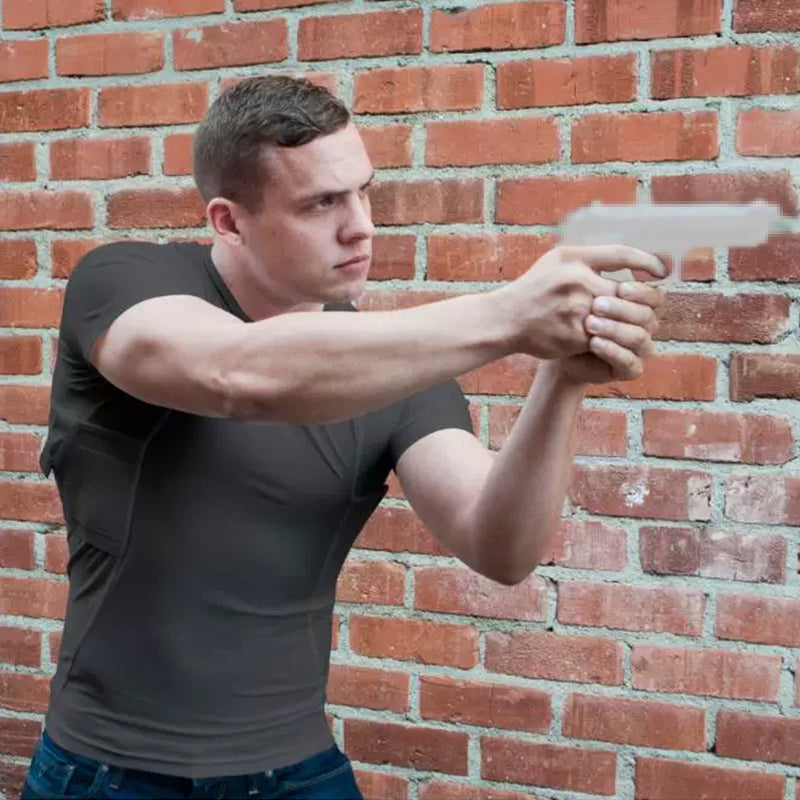 Men's Concealed Carry Holster Shirt - Short Sleeve Tactical Tee with Side Pistol Pockets, EDC Base Layer eprolo