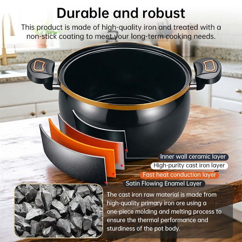 Modern 7L Micro-Pressure Soup Pot - 27cm Non-Stick Stewing Casserole, Includes Spoon, Safe for Induction & Gas Cooking eprolo