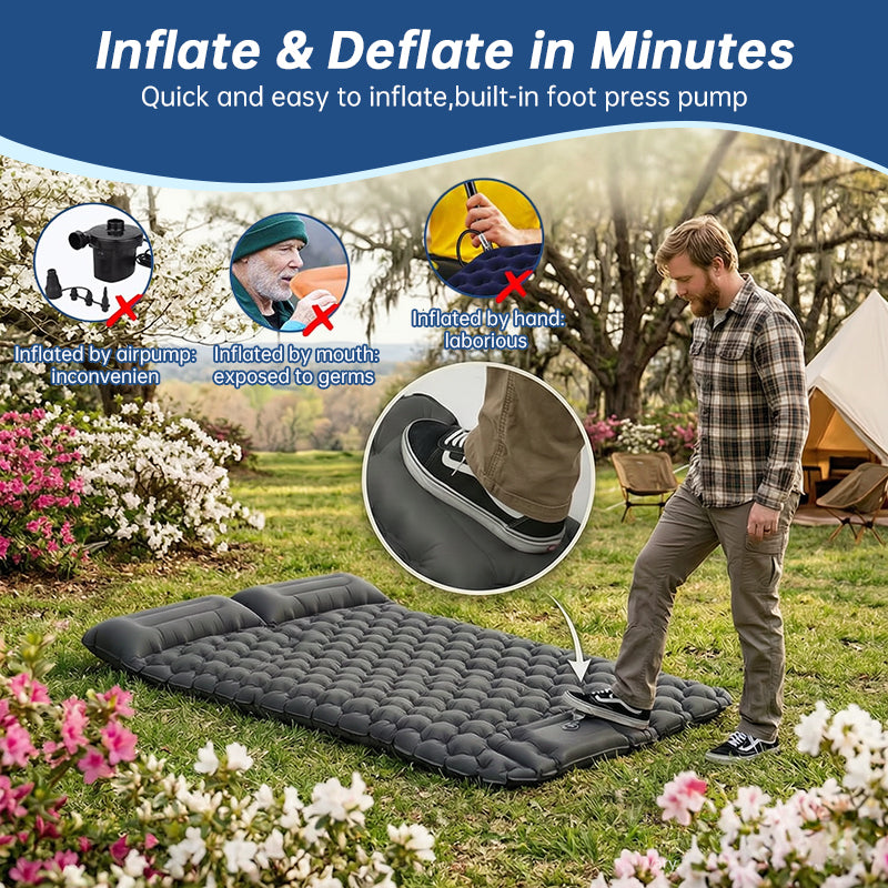 Ultralight Inflatable Sleeping Pad with Pillow - 1-2 Person Camping Mattress eprolo