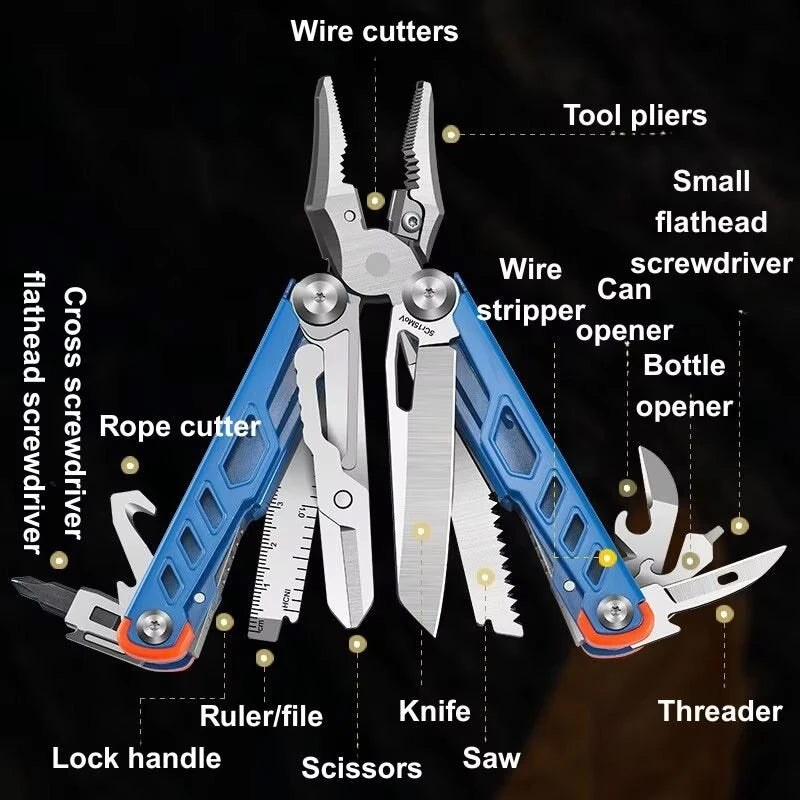 Compact Folding Multi-Tool with Pliers & Blade, Portable Camping & Vehicle Emergency Tool eprolo