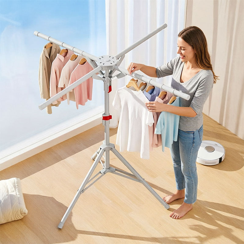 Foldable Octopus Style Standing Clothes Drying Rack – Portable Rotating Laundry Hanger for Balcony, Black eprolo