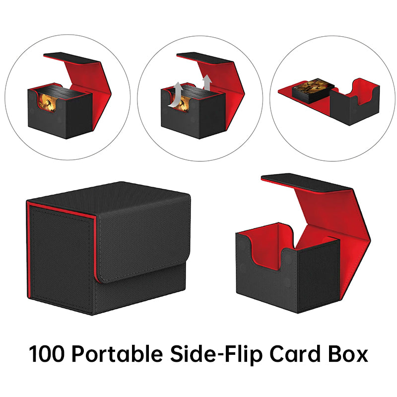 Magnetic Trading Card Storage Box - 100 Card Capacity (Sleeved), Waterproof & Stain Proof Collectors Case eprolo
