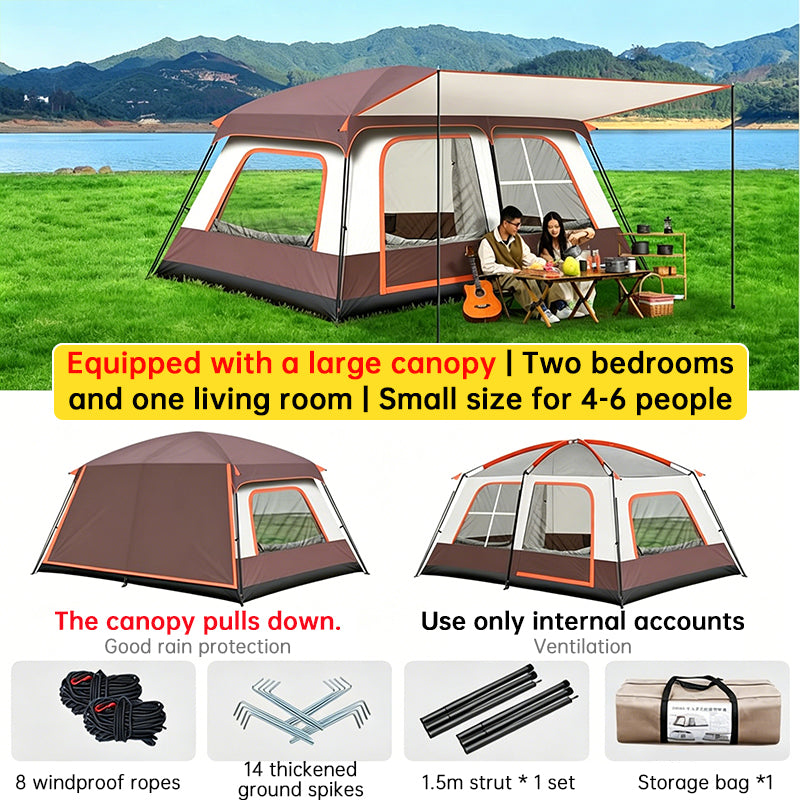 4-6 Person Family Camping Tent, Waterproof Portable Tent with Carry Bag for Car Camping eprolo