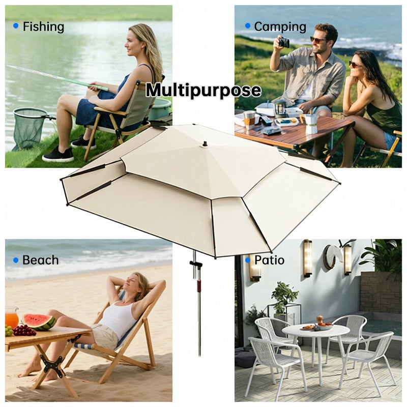 2.0-2.6m Octagonal Fishing Umbrella Portable Beach Sun Shade Camping Parasol UV Waterproof with Carry Bag eprolo