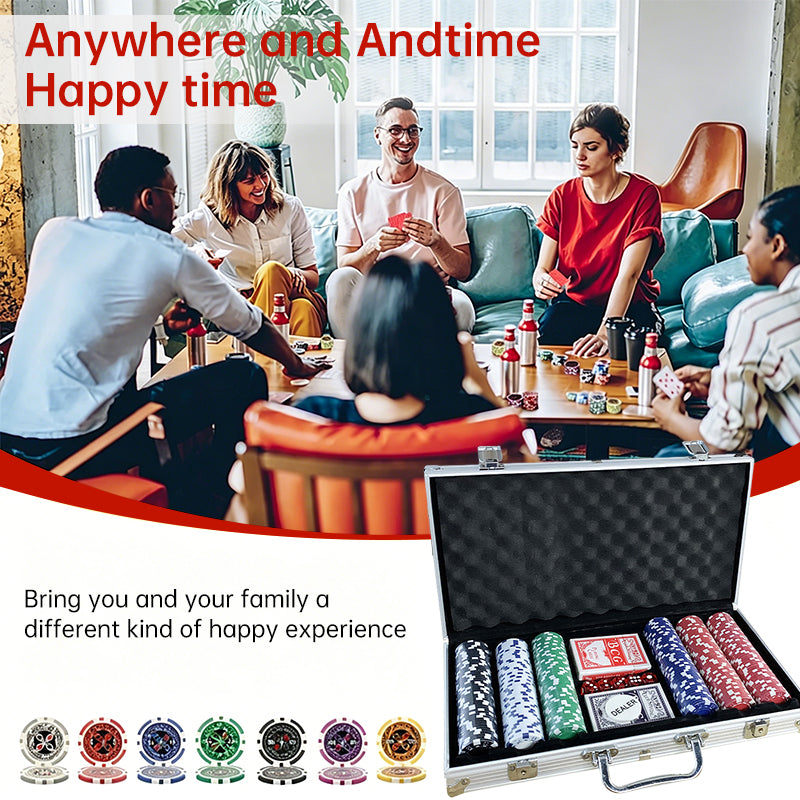 500 PCS Poker Chip Set in Locking Aluminum Briefcase - Texas Hold'em Gambling Kit with Dice, Dealer Button & Cards eprolo
