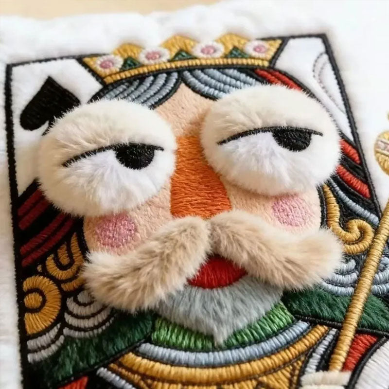 Cartoon Embroidered Square Pillow - Soft Quirky Big Eyes Game Cushion, Decorative Plush Throw Pillow for Home & Bedroom eprolo