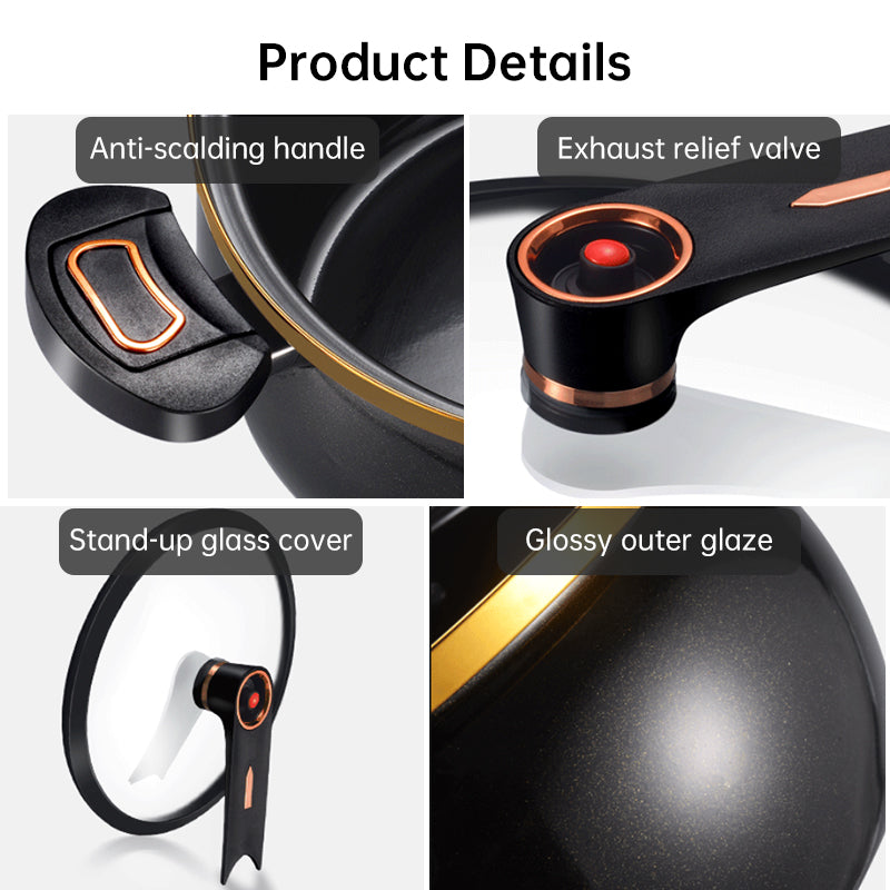 Modern 7L Micro-Pressure Soup Pot - 27cm Non-Stick Stewing Casserole, Includes Spoon, Safe for Induction & Gas Cooking eprolo
