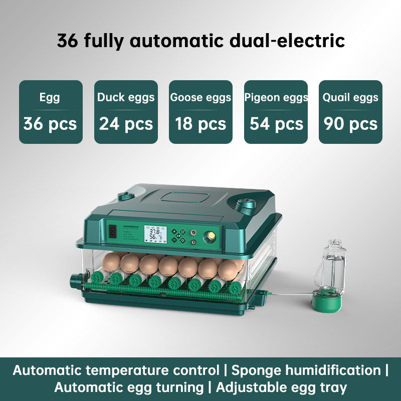 24/36 Egg Incubator Fully Automatic, Auto Turner & Temp Control, Dual Power 220V/12V Mini Poultry Hatcher for Chicken Duck eprolo