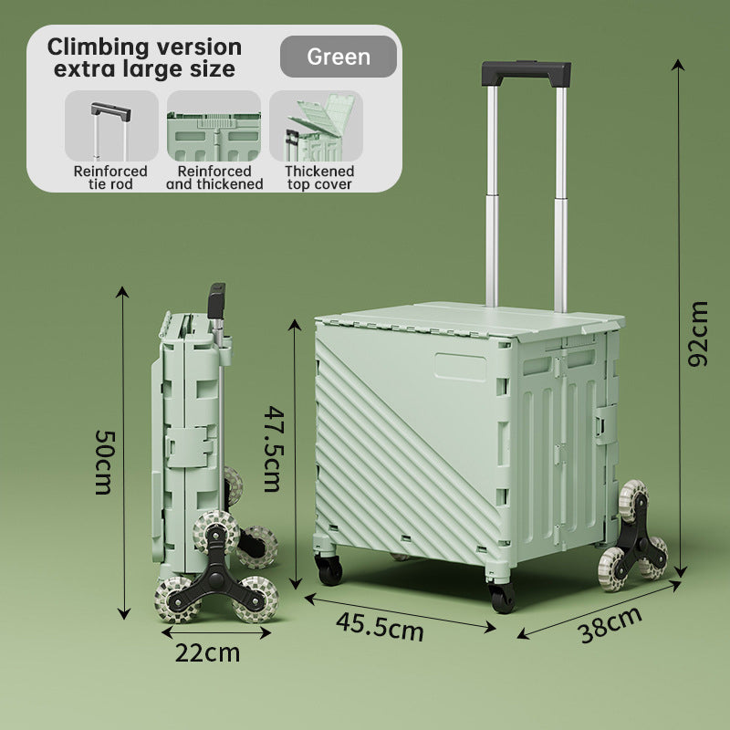Folding Utility Cart with Lid – Rolling Storage Wagon for Shopping, Travel & Outdoor Activities eprolo