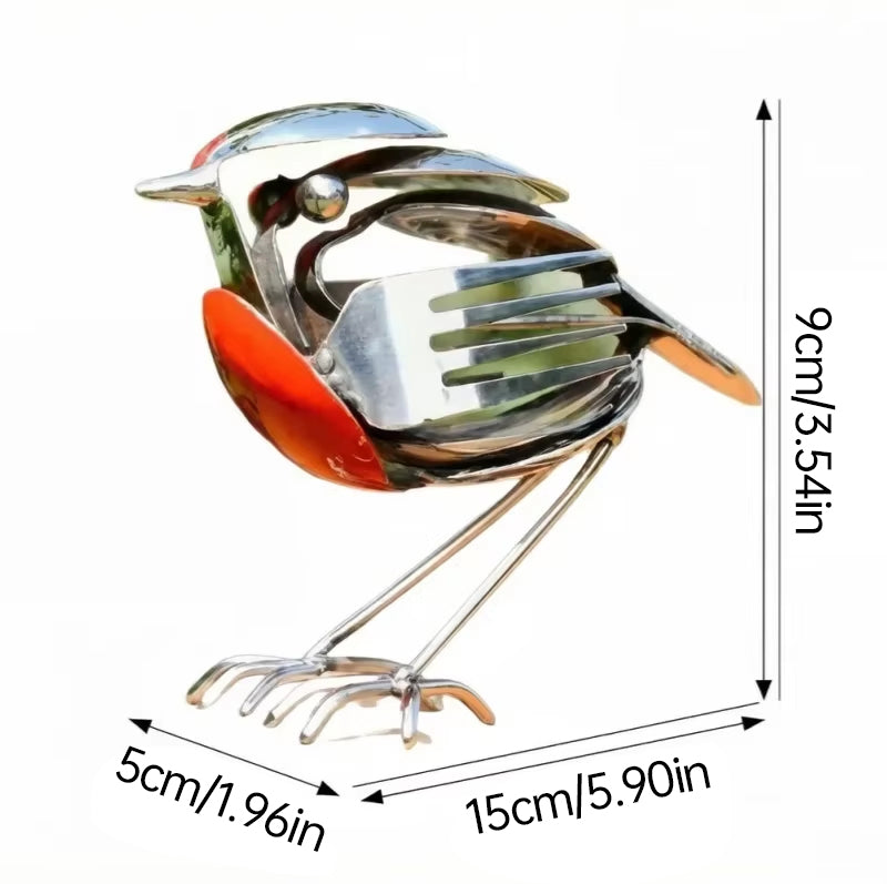 Recycled Spoon & Fork Mockingbird Art - Handmade Stainless Steel Bird Sculpture for Home & Office Decor eprolo