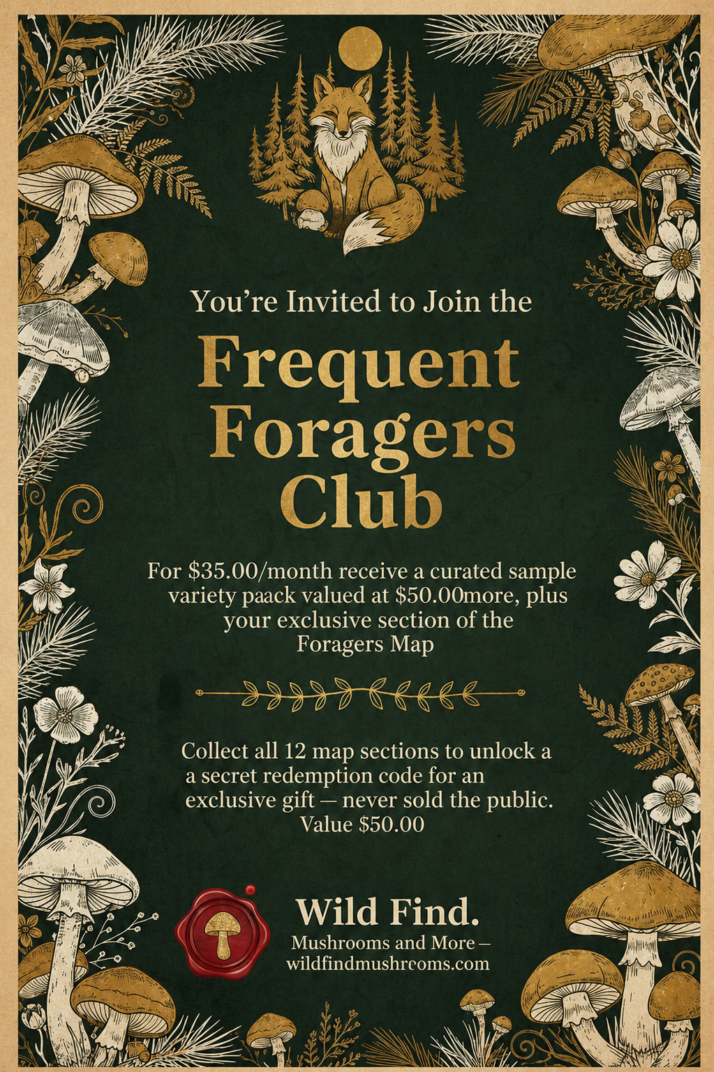 Frequent Forager Club — Monthly Membership Wild Find. Mushrooms and More
