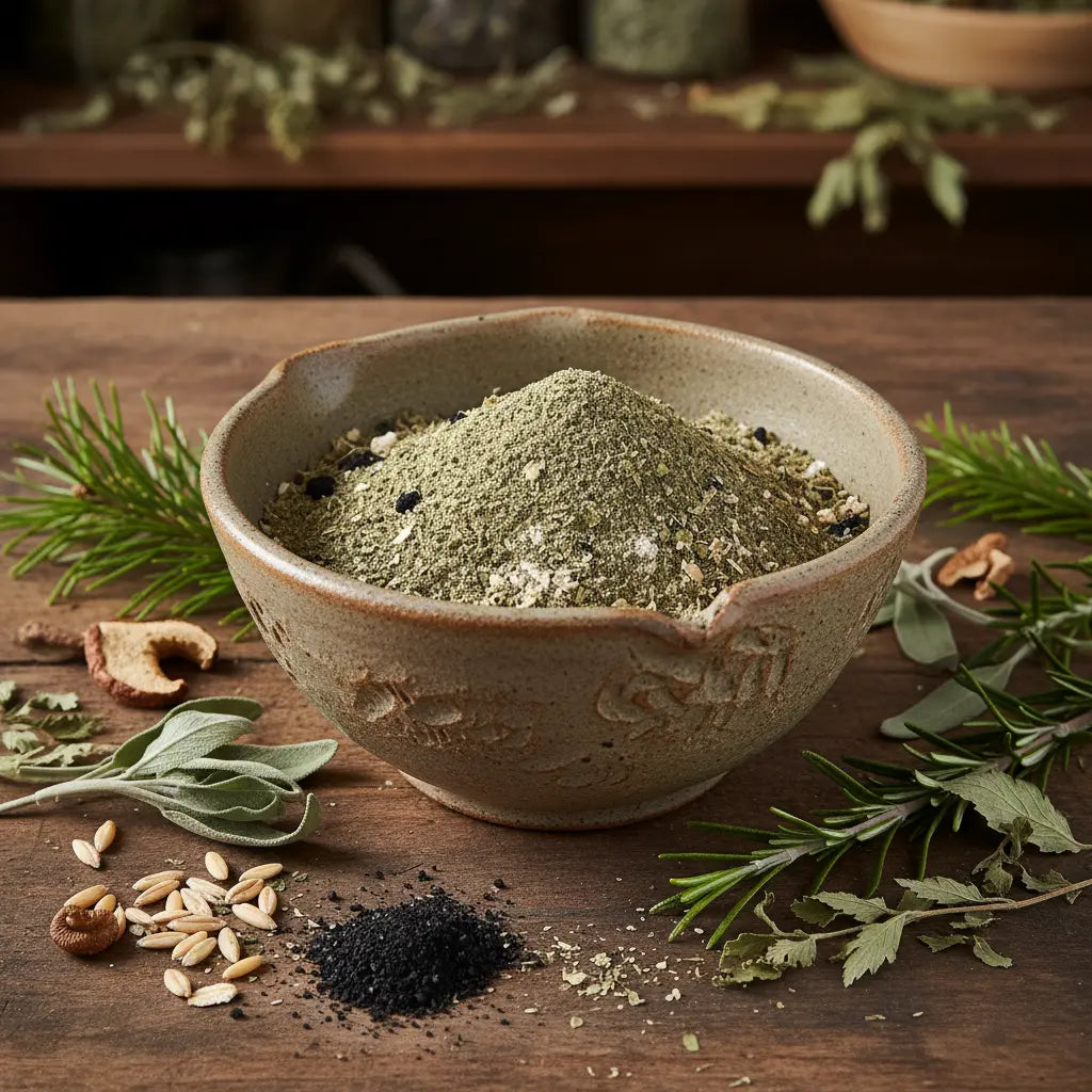 Woodland Herbal Mask in mixing bowl